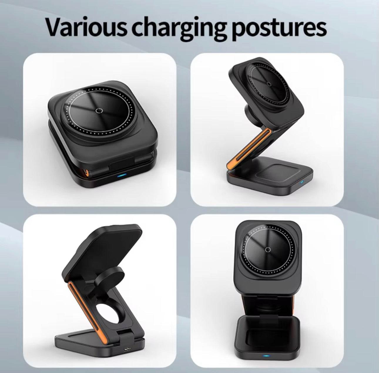 3 in 1 Wireless Charging Station, Foldable Magnetic Wireless Charger dock