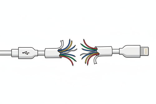 Make a clipart charger cable that has been snapped